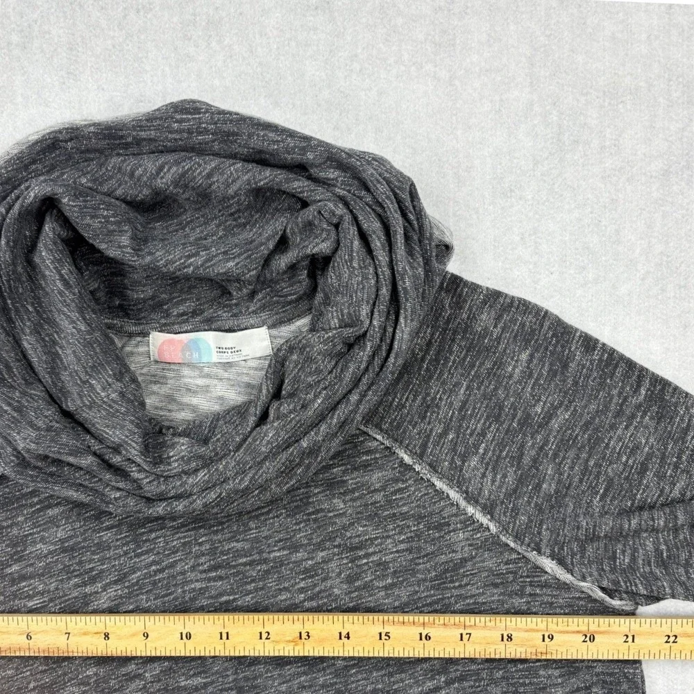 Free People FP Beach Cowl Neck Top Womens S M Charcoal Grey Knit Slouchy S/M